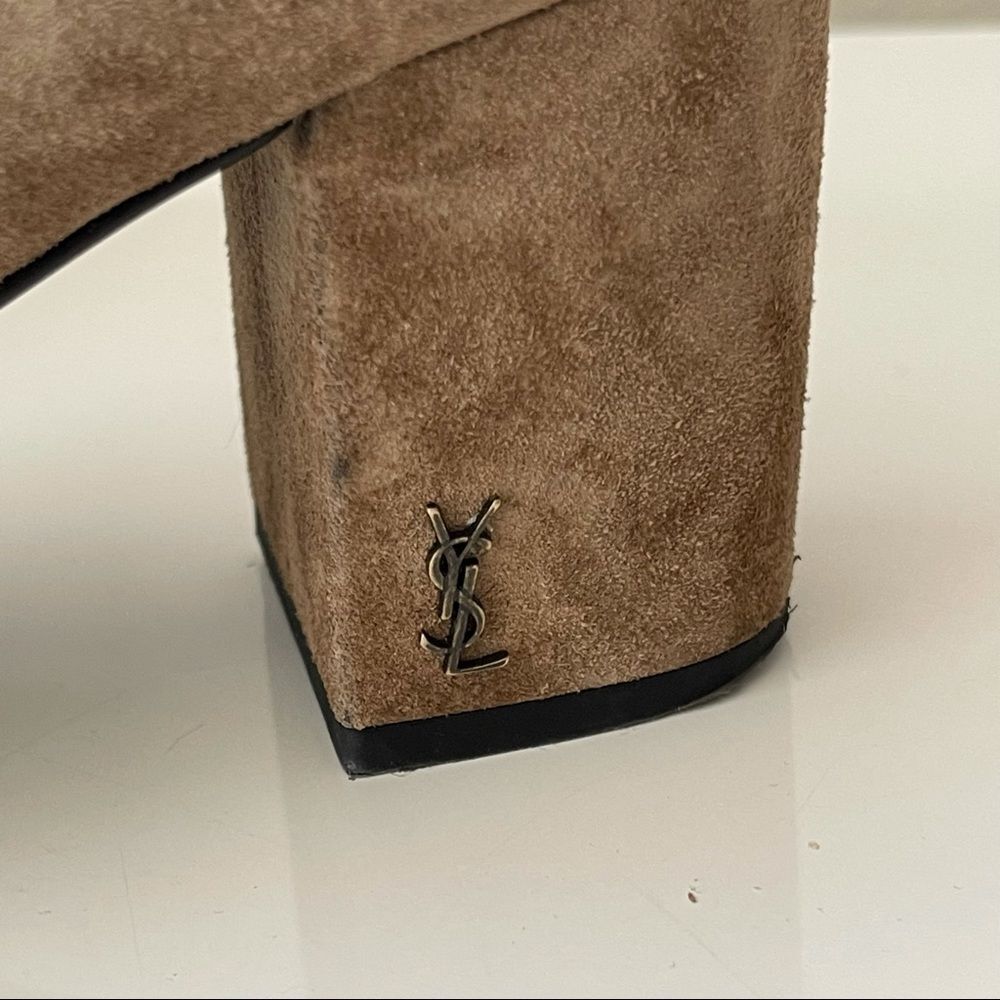 YSL Woman's Multi-strap heel Sandals Suede natural 6.5 - Picture 4 of 11